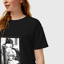 Футболка оверсайз женская Тандзиро и Незуко Клинок рассекающий демонов kimet, цвет: черный — фото 2