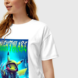 Футболка оверсайз женская Pikachu - nightmare ai art fantasy, цвет: белый — фото 2