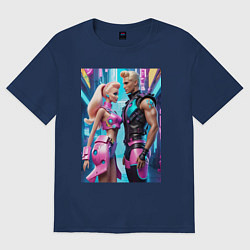 Женская футболка оверсайз Barbie and Ken - ai art fantasy