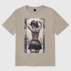 Женская футболка оверсайз Татуированная спина девушки