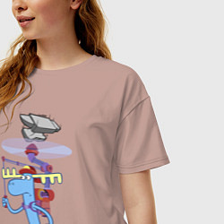 Футболка оверсайз женская Lumpy helicopter лось, цвет: пыльно-розовый — фото 2