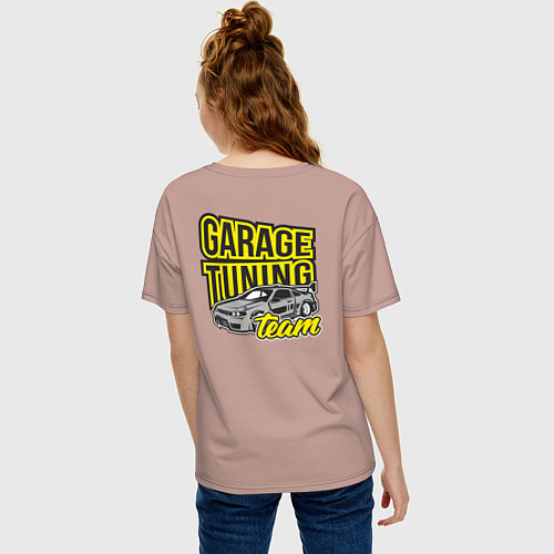 Женская футболка оверсайз Garage tuning team / Пыльно-розовый – фото 4