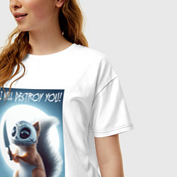 Футболка оверсайз женская I will destroy you - halloween, цвет: белый — фото 2