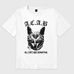 Футболка оверсайз женская All cats are beautiful, цвет: белый