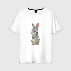 Женская футболка оверсайз Веселый заяц русак