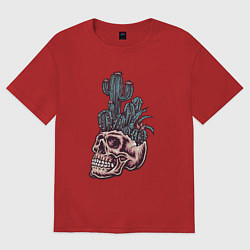 Женская футболка оверсайз Кактус в черепе