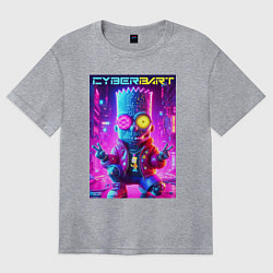 Женская футболка оверсайз Cyber Bart in metropolis - neon glow