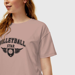 Футболка оверсайз женская Volleyball star, цвет: пыльно-розовый — фото 2