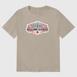 Футболка оверсайз женская Welcome to Tokyo, цвет: миндальный