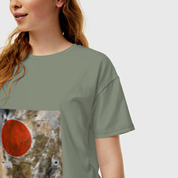 Футболка оверсайз женская Абстракция Красный Круг, цвет: авокадо — фото 2