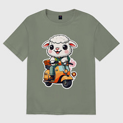 Женская футболка оверсайз Бараш крутяш на мотороллере