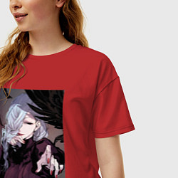 Футболка оверсайз женская Магическая битва Мэй Мэй маг первого класса, цвет: красный — фото 2