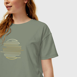 Футболка оверсайз женская Золотое геометрическое солнце, цвет: авокадо — фото 2
