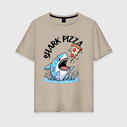 Женская футболка оверсайз Shark pizza - ai art fantasy