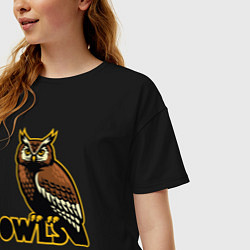 Футболка оверсайз женская Owls, цвет: черный — фото 2
