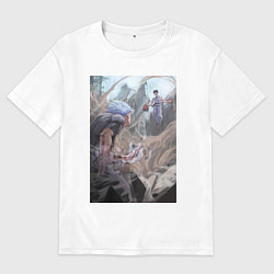 Женская футболка оверсайз Магическая битва Сатору Годзё Сукуна Рёмэн