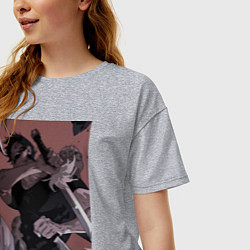 Футболка оверсайз женская Магическая битва Тодзи Фусигуро с ножами, цвет: меланж — фото 2