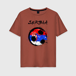 Футболка оверсайз женская Сборная - Сербия, цвет: кирпичный