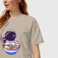 Футболка оверсайз женская Ramen spaceman, цвет: миндальный — фото 2