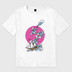 Футболка оверсайз женская Море из бутылки, цвет: белый