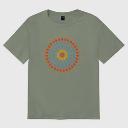 Женская футболка оверсайз Цветочно-кружевная мандала