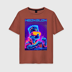 Женская футболка оверсайз Bart Simpson - neon fantasy ai art