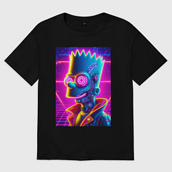 Футболка оверсайз женская Биоробот Барт - неоновое свечение, цвет: черный