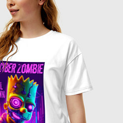 Футболка оверсайз женская Bart Simpson cyber zombie - halloween ai art, цвет: белый — фото 2