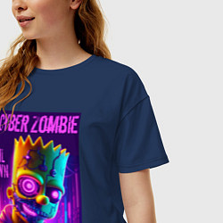 Футболка оверсайз женская Bart Simpson cyber zombie - halloween ai art, цвет: тёмно-синий — фото 2