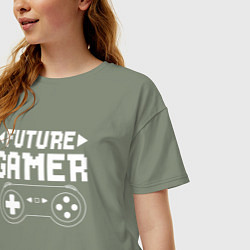 Футболка оверсайз женская Будущий геймер, цвет: авокадо — фото 2