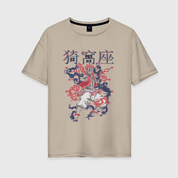 Женская футболка оверсайз Клинок рассекающий демонов Акадза demon slayer