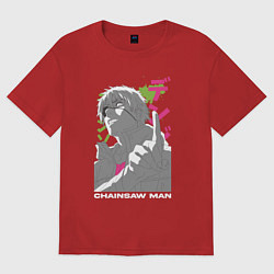 Футболка оверсайз женская Человек-бензопила Денджи Denji, цвет: красный