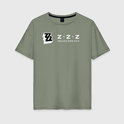 Футболка оверсайз женская Zenless zone zero логотип, цвет: авокадо