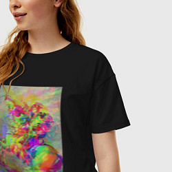 Футболка оверсайз женская Бонапарт на перевале Сен-Бернар с глюками, цвет: черный — фото 2