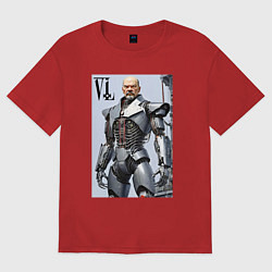 Футболка оверсайз женская Vladimir Lenin - cyberpunk fantasy, цвет: красный