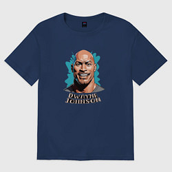 Женская футболка оверсайз Карикатурный портрет Дуэйна Джонсона