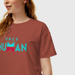 Футболка оверсайз женская Once human logo, цвет: кирпичный — фото 2