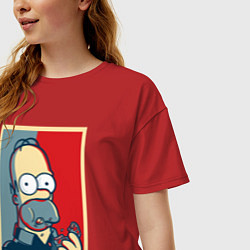 Футболка оверсайз женская Homer with donut, цвет: красный — фото 2