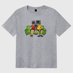 Футболка оверсайз женская Телевизионная семья, цвет: меланж