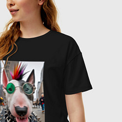 Футболка оверсайз женская Bully punk musician - ai art fantasy, цвет: черный — фото 2
