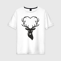 Футболка оверсайз женская Love deer, цвет: белый