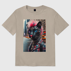 Женская футболка оверсайз Голубоглазая пантера модница из Нью-Йорка - нейрос