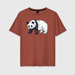 Футболка оверсайз женская Панда медведь, цвет: кирпичный