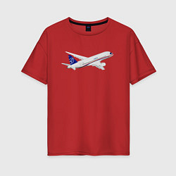 Футболка оверсайз женская Опытный самолет SJ-100 ВС 95157, цвет: красный