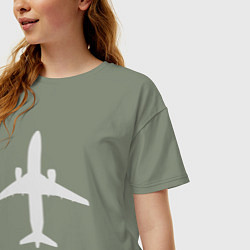 Футболка оверсайз женская Белый облик самолета SJ-100, цвет: авокадо — фото 2