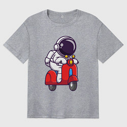 Женская футболка оверсайз Космонавт на мотороллере