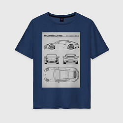 Женская футболка оверсайз Porsche 911 гоночный автомобиль