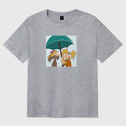 Футболка оверсайз женская Фан арт эй Арнольд романтика, цвет: меланж