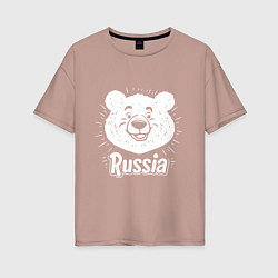 Женская футболка оверсайз Россия и медведь