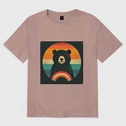 Женская футболка оверсайз Медведь хотел смотреть закат, но вышло как то наоб